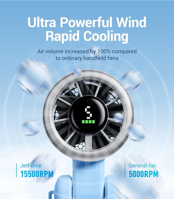 Diveblues Portable Handheld Turbo Fan, 5 Gear Wind, Battery Operated, Up to 12 Working Hours, 3 IN 1 Hand Fan with Air Turbo Tech Cooling Fan for Outdoor Activities, Travel, Working - Image 2