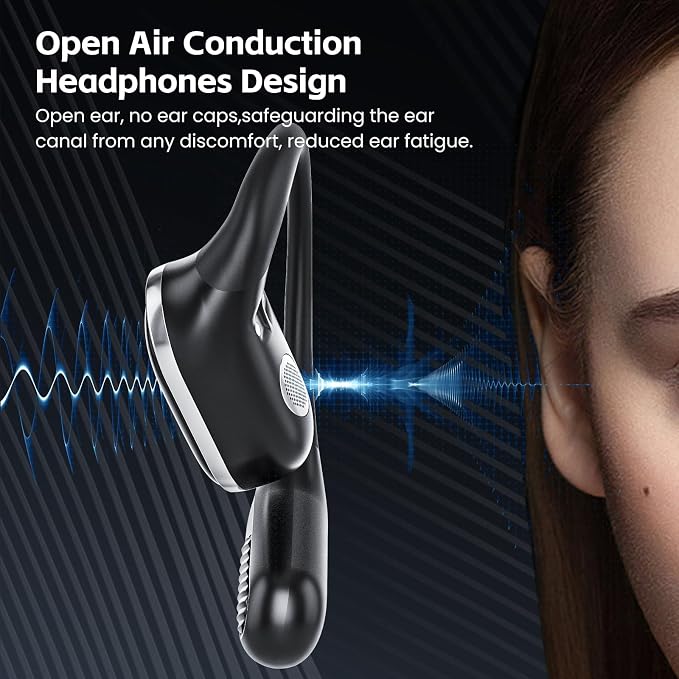Open Ear Wireless Earbuds Bluetooth Headphones, 80H Playtime Stereo Ear Buds with ENC Noise Cancelling, Fast Charging, IPX7 Waterproof Sports Earphones with Earhook for Running/Workouts (Black) - Image 5