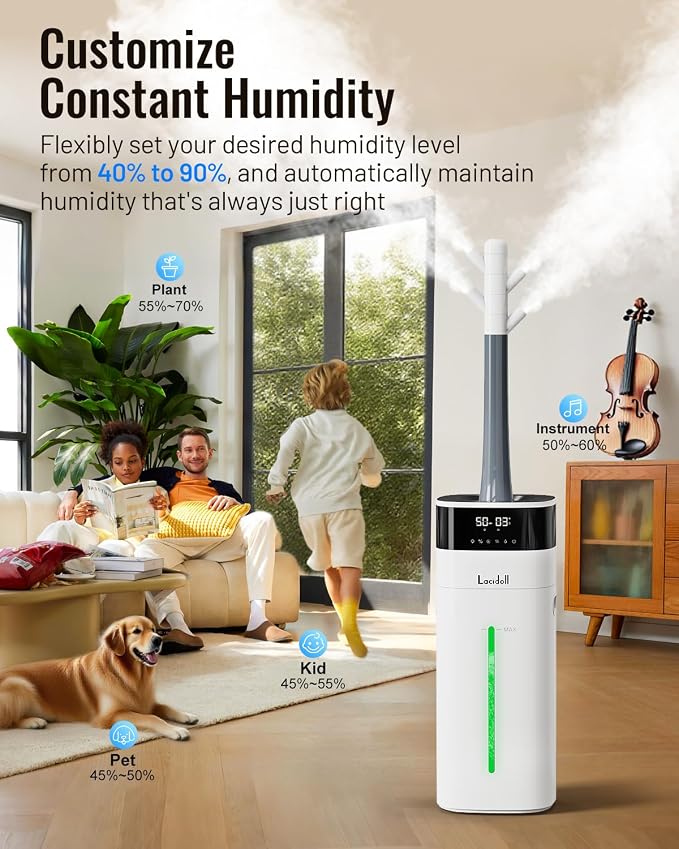 Cool and Warm Mist Humidifier Large Room, 5.3Gal/20L Humidifiers for Home 2500 sq ft, Air Humidifiers for Bedroom with Diffuser&Extended Tube, Whole House Humidifiers for Nursery Baby Plants - Image 6