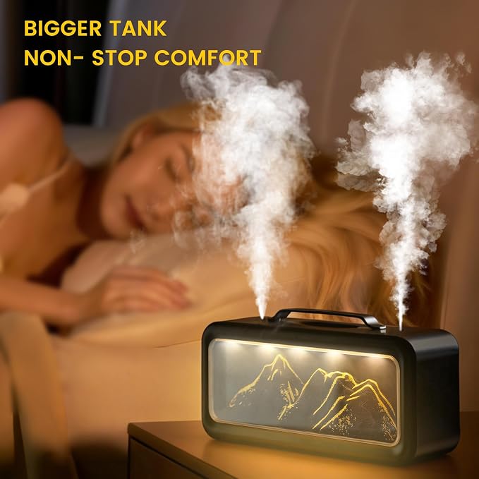HEEYCEM Small Humidifiers for Bedroom, 600ml Cool Mist Top Fill Humidifier for Baby Nursery, Ultra Quiet 23dB, Air Humidifier with Night Light,for Plants,Home, Office (Black) - Image 5