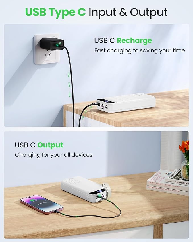 Power Bank Fast Charging 50000mAh - 22.5W Portable Charger USB C Quick Charge with 4 Outputs & 3 Inputs LED Display Huge Capacity External Battery Pack for iPhone, Samsung, iPad etc White - Image 5