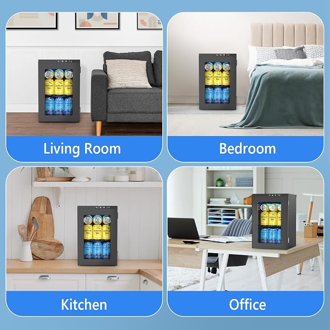 COWSAR Commercial Beverage Refrigerator 24-Can Mini Fridge, Countertop Wine Cooler Small Adjustable Digital Thermostat, LED Light, Freestanding Countertop Drink Refrigerator for Home, Bar & Office - Image 7