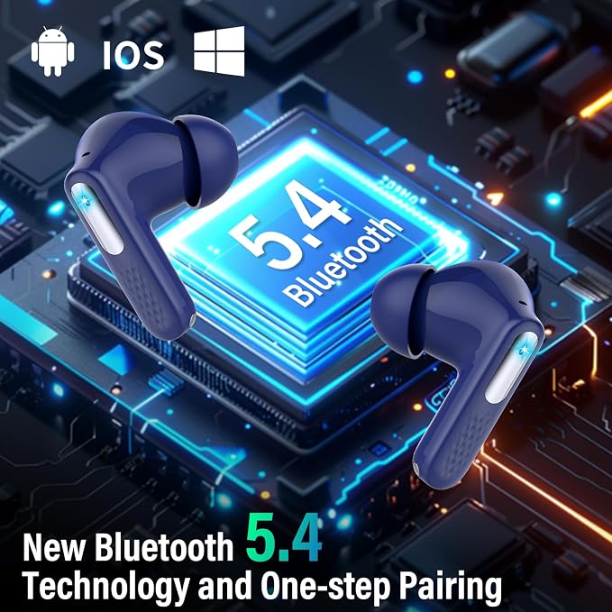 Wireless Earbuds, Touch Screen Case, ANC/ENC Noise Cancelling, 48H, Blue | Touch Screen Controls, 5 EQ Modes, Bluetooth 5.4, HiFi Stereo, Transparency Mode, IPX7 Waterproof, All-Day Comfor - Image 9