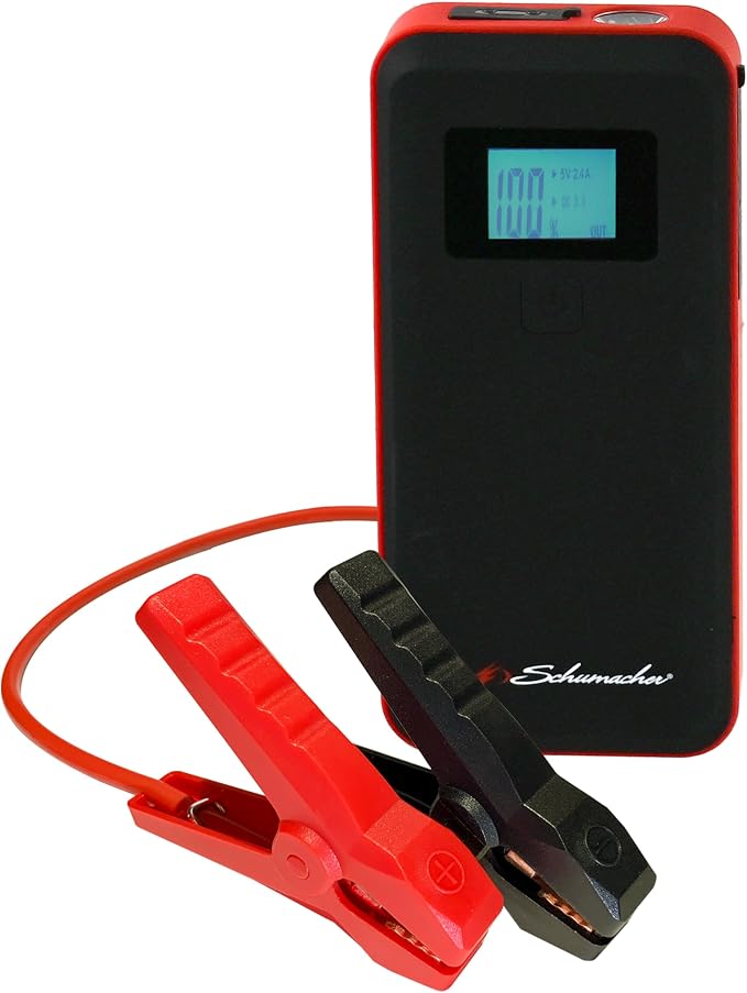 Schumacher Electric 1000 Peak Amp 12V Portable Lithium Car Battery Jump Starter & Power Pack - Lithium Ion Jump Box - with USB Charging & LED Emergency Light - SL1639 by SchumacherElectric