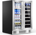 Electactic Dual Zone Wine Cooler with Glass Door, 21 Bottles and 88 Cans Wine and Beverage Refrigerator, 4.4 cu.Ft 24 Inch Built in or Under Counter Wine Fridge with LED Light, Two Door Lock by Electactic