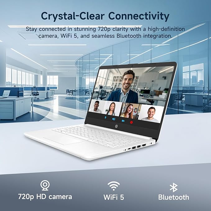 HP 14" Ultral Light Laptop for Students and Business, Intel Quad-Core, 8GB RAM, 192GB Storage(64GB eMMC+128GB Ghost Manta SD Card), 1 Year Office 365, USB C, Win 11 S - Image 4
