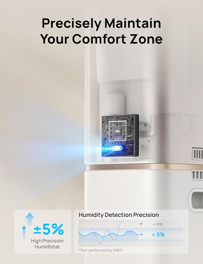 DREO HM735S 11L Smart Humidifier Large Room 700 ft², 100H Cool Mist Air Humidifiers for Bedroom, Top-Fill, Clean Tank Technology, 26dB, Auto Mode, Aroma Box, RGB, Remote & APP Control, Baby, Starlight - Image 5