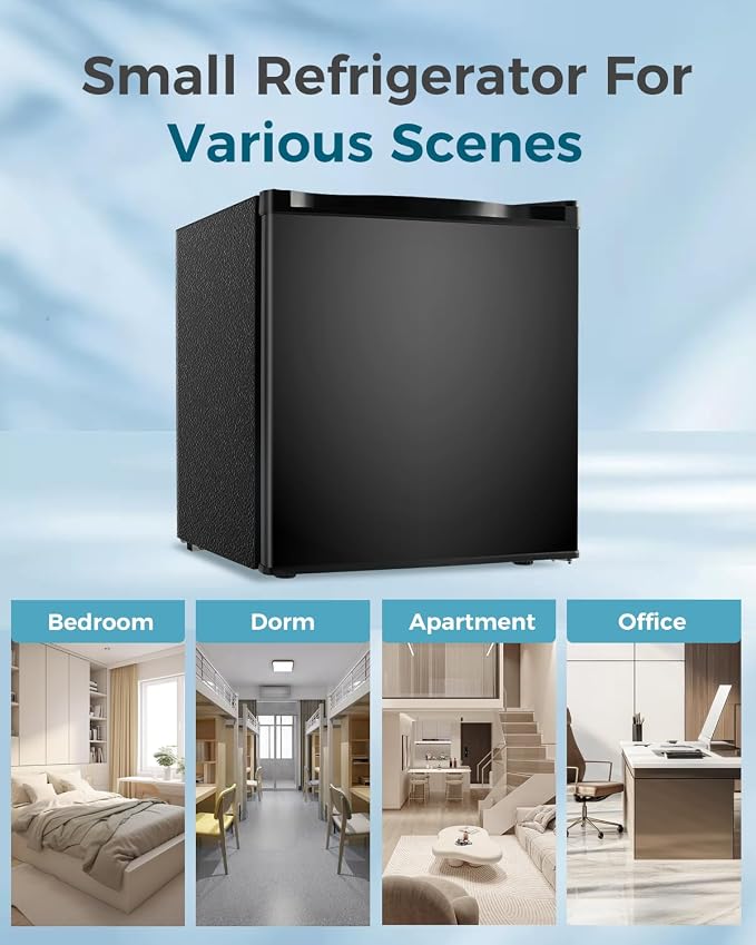 Feelfunn Mini Fridge with Freezer - 1.7 Cu.Ft Single Door Mini Refrigerator with Adjustable Thermostat, Energy Saving, Low Noise, Small Fridge for Bedroom, Office, Dorm, Apartment, Classroom - Black - Image 7