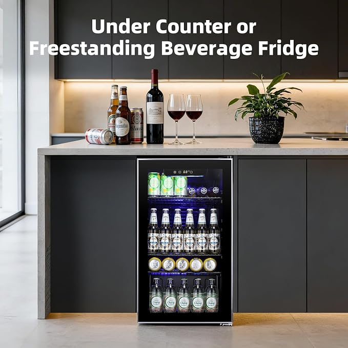 Antarctic Star mini fridge -130 can beverage refrigerator cooler glass door for soda beer or wine, small drink dispenser for home, office bar 3.2cu.ft - Image 7