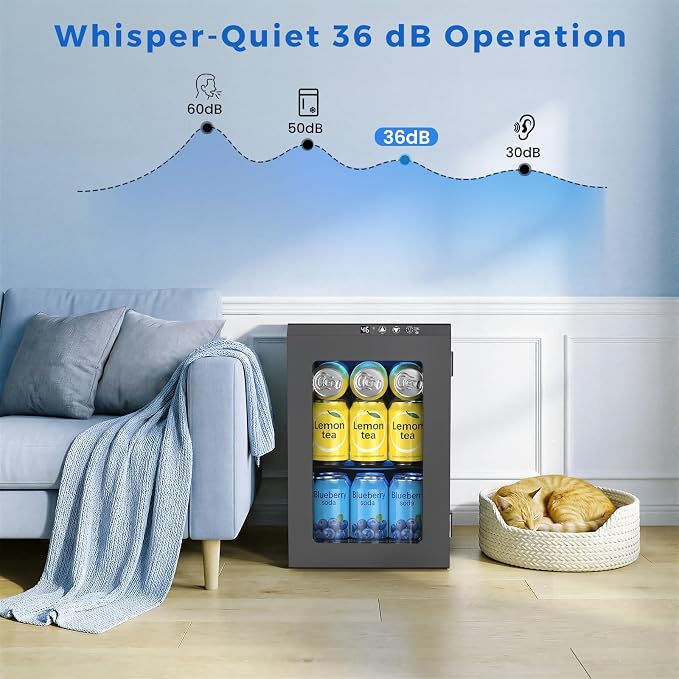 COWSAR Commercial Beverage Refrigerator 24-Can Mini Fridge, Countertop Wine Cooler Small Adjustable Digital Thermostat, LED Light, Freestanding Countertop Drink Refrigerator for Home, Bar & Office - Image 4