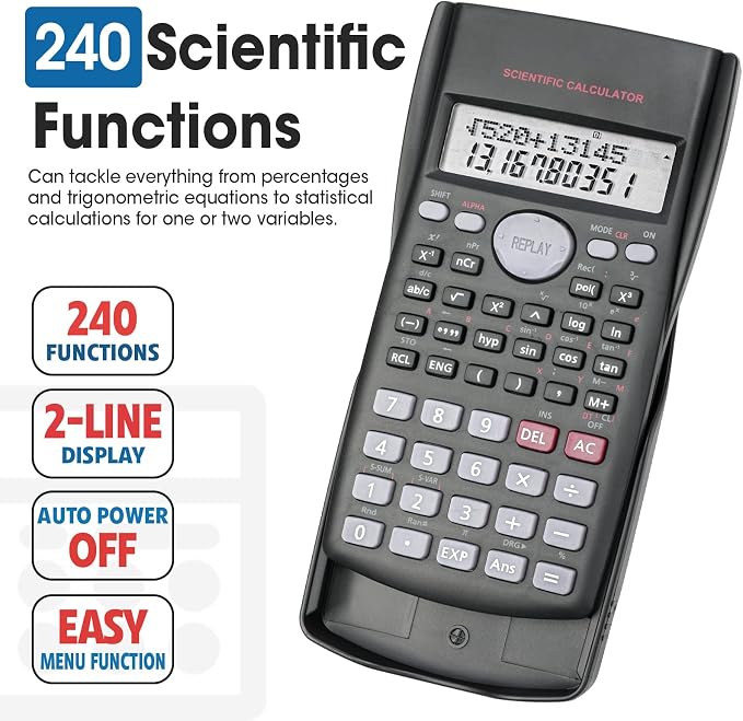 24 Pack Scientific Calculators Bulk, 2-Line Large Screen Display 240 Functions - Image 2