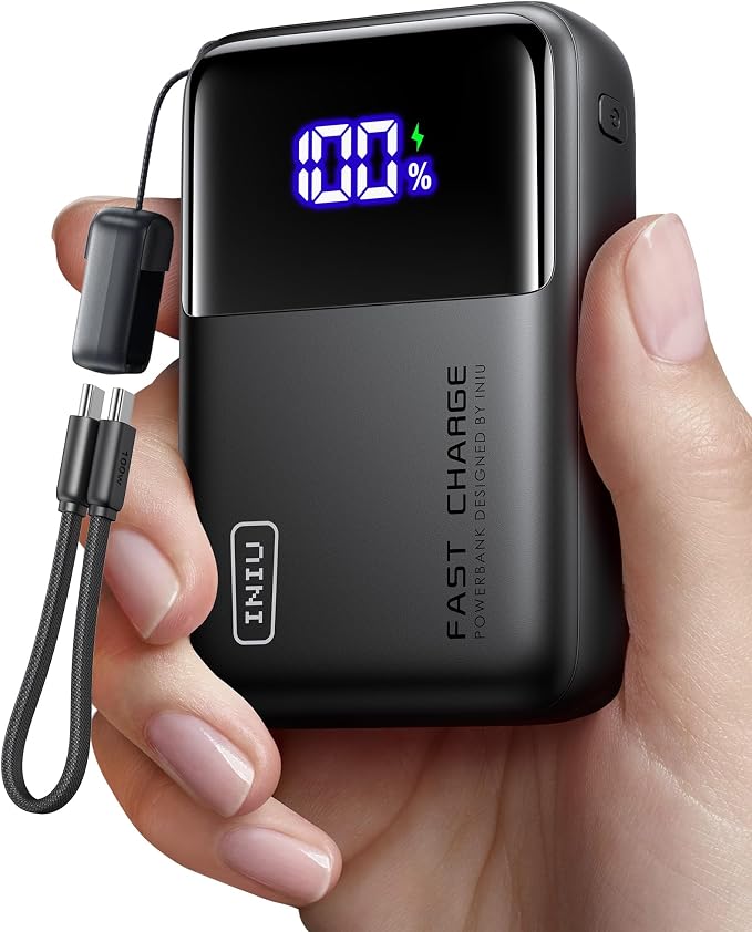 INIU 20000mAh Laptop Power Bank, Ultra Compact 65W PD Dual Fast Charging Portable Charger, Flight-Safe Battery Pack with USB C Cable for Travel MacBook iPad Tablet Switch iPhone 17 16 Pro Samsung S25 by INIU