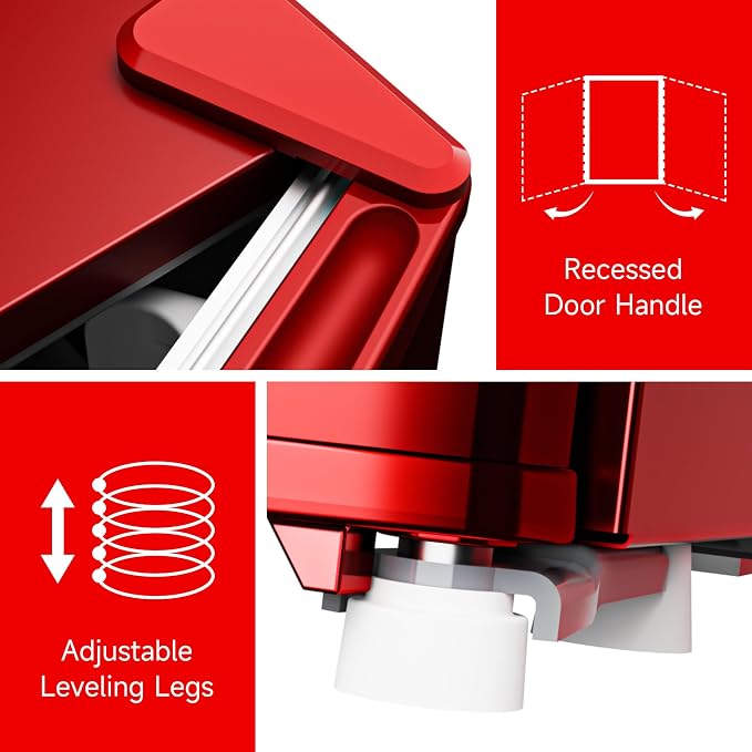 1.7 Cu.Ft Mini Fridge with Freezer for Dorm Office, Red | Compact Refrigerator Office, Energy Saving Small Fridge Reversible Single Door, Low Noise for Bedroom Small Apartment - Image 4