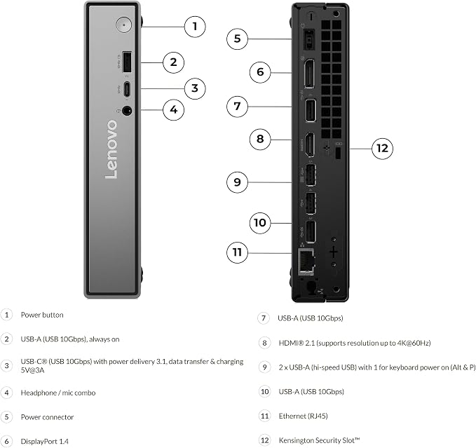 Lenovo ThinkCentre neo 50q Gen 5 Mini Desktop PC, Intel Core i5-13420H 8-Core, 8GB DDR5 RAM, 512GB SSD, WiFi 6E, Bluetooth 5.3, Dual Display, USB-C, Windows 11 Pro - Business Office Remote Work - Image 4