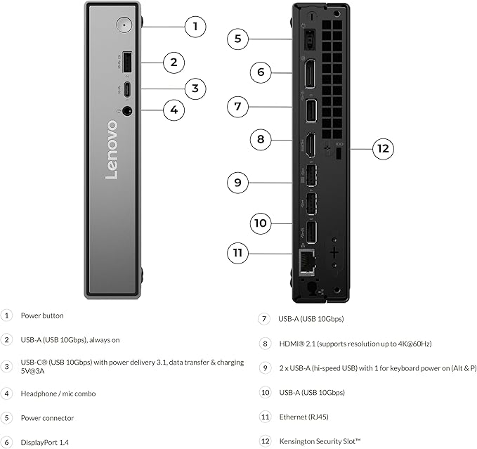 Lenovo ThinkCentre neo 50q Gen 5 Mini Desktop, Intel Core i5-13420H, 16GB | 512GB PCIE SSD, Wi-Fi 6E, BT 5.3, dual display, USB-C, Win 11 Pro, compact for office & remote work - Image 4