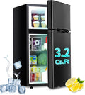 3.2 Cu.Ft Mini Fridge with Freezer, Double Door Small Refrigerator, Dorm Fridge with 3 Adjustable Thermostat, Energy Saving, Low Noise, Compact Refrigerator for Office, Bedroom, Dorm, Black by Stopsad