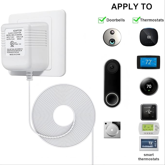 Hotop 24 Volt C Wire Adapter for Smart Thermostat, UL Listed 16.5ft Long Power - Image 3