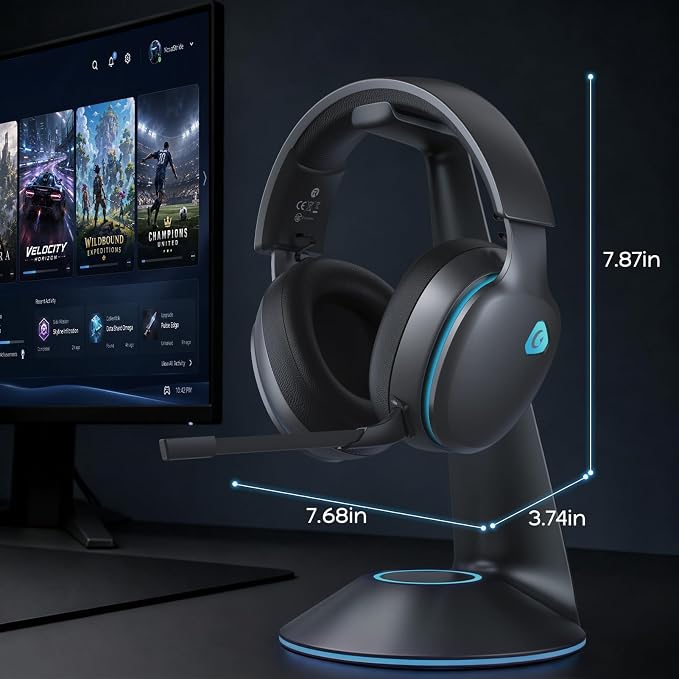 AOC 2.4GHz Wireless Gaming Headset for PS5, PS4, Switch, 45Hr, Space Gray | Bluetooth 6.0 Gaming Headphones with Noise Canceling Mic, 7.1 Virtual Surround, Great for Fortnite & Call of Duty/FPS Gamers - Image 9