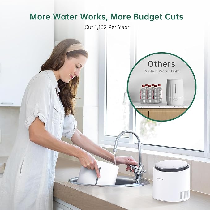 MistFree Smart Humidifier for Bedroom, Evaporative Humidifier No White Dust, Auto Humidity & APP Control, 3L Water Tank Easy to Clean, Sleep Mode, Timing, Humidifiers for Home/Office(White) - Image 5