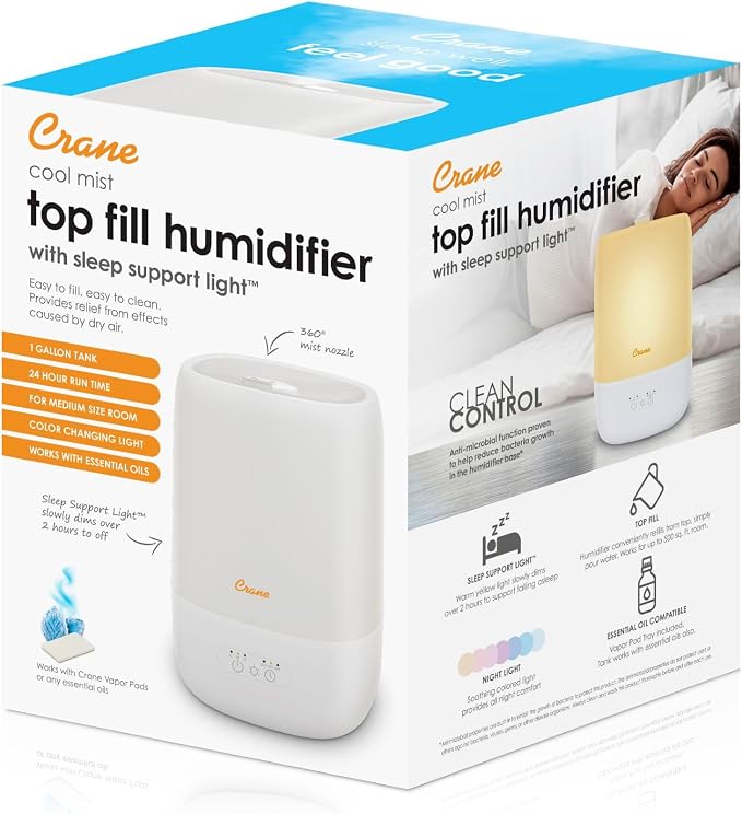 Crane Ultra-Quiet 3-in-1 Humidifier for Baby with Essential Oil Tray, 7-Color Sleep Light, 1 Gallon Top-Fill Tank, Ideal for Bedroom - Image 11