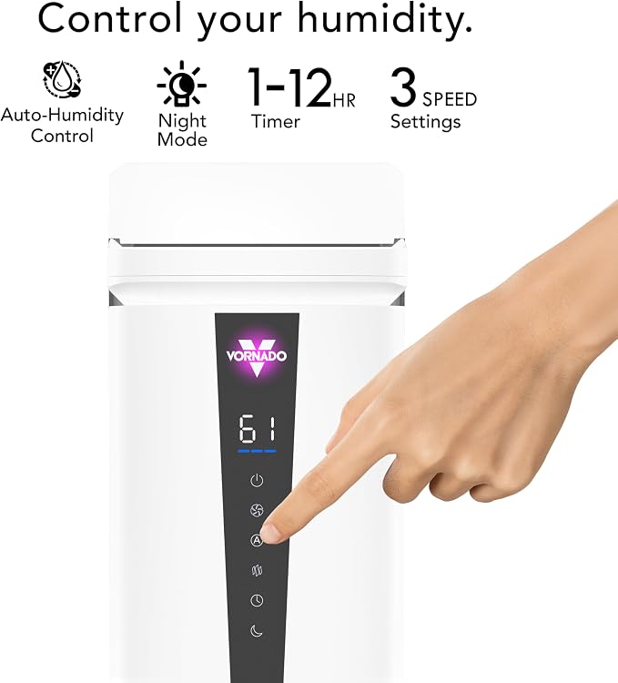 Vornado MISTIC 8 Whole Room Ultrasonic Humidifier, Top-Fill, Aromatherapy, 2-Gallon Tank, 3-Gallon Output, Warm or Cool Mist Humidifier, Automatic Humidity Control, Included Scent Pads - Image 5