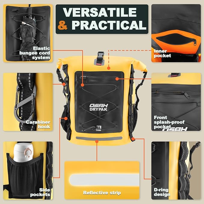 OSAH DRYPAK Waterproof Backpack Dry Bag 25L/35L/55L/85L – Heavy Duty Roll-Top - Image 3