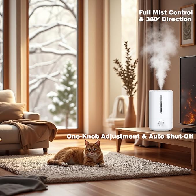 Top Fill Humidifiers for Bedroom, 4.5L Tank for Large Room, Oil Diffuser, 20dB Quiet Cool Mist Air Humidifier for Home Baby Nursery & Plants, Auto Shut-off and BPA-Free for Safety, 100H - Image 5