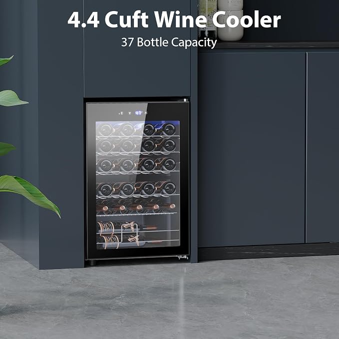Electactic Wine Cooler Refrigerator 4.4Cu.ft, 37 Bottle Freestanding Cabinet Wine Cellars, Wine Fridge with Glass Door for Home Use, Protecting Your Reds and Whites - Image 3