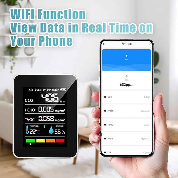 Carbon Dioxide Detector Portable, Formaldehyde TVOC Air Quality Monitor - Image 5