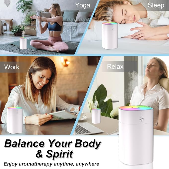 Humidifiers for Bedroom, Personal Desktop Plant Humidifier Indoor 400ML Office Portable Small Humidifier for Travel Oil Diffuser with Night Light Auto Shut-Off - Image 5