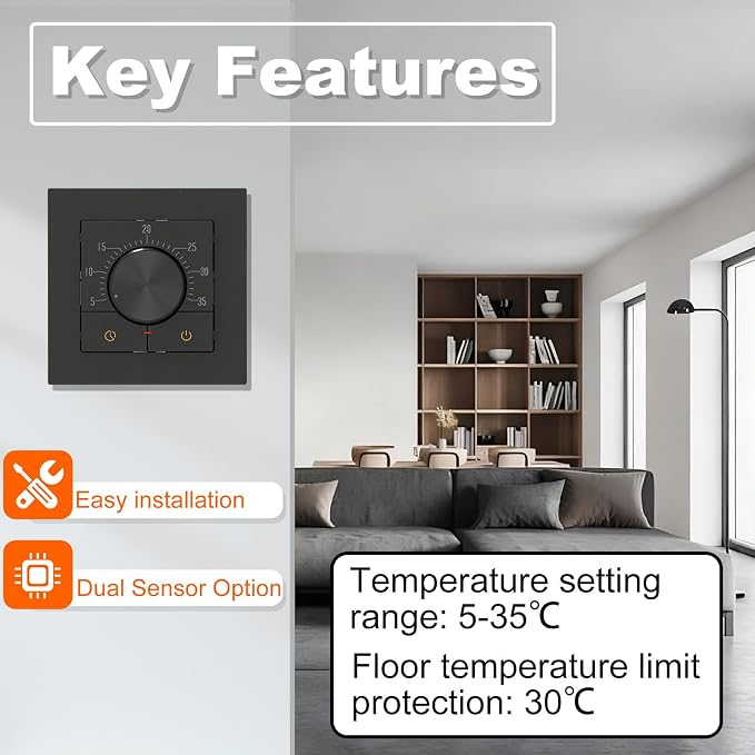 HEATIT Thermostat for Floor Heating, Manual Non-Programmable Electric Floor - Image 4
