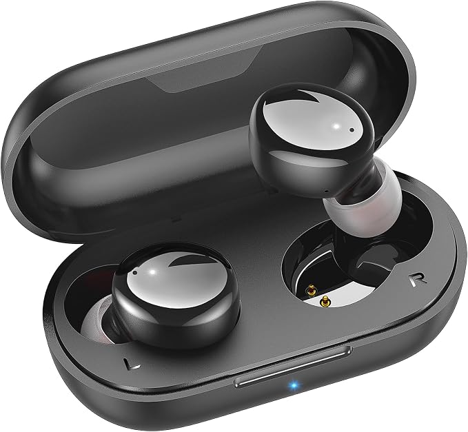 kurdene Wireless Earbuds Bluetooth 5.3 Light Weight in Ear Headphones | Premium Sound Bass Ear buds with Charging Case,Touch Control,Built in Mics Headset,Clear Calls for Sports Glossy Black by KurdeneLLC