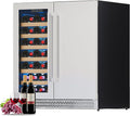 Albott 30 Inch Wine and Beverage Refrigerator, Dual Zone Wine Cooler | 37–64℉ Digital Temperature Control, Built-in or Freestanding Design, Holds 33 Bottles & 100 Cans Beer, Soda, Champagne by Albott
