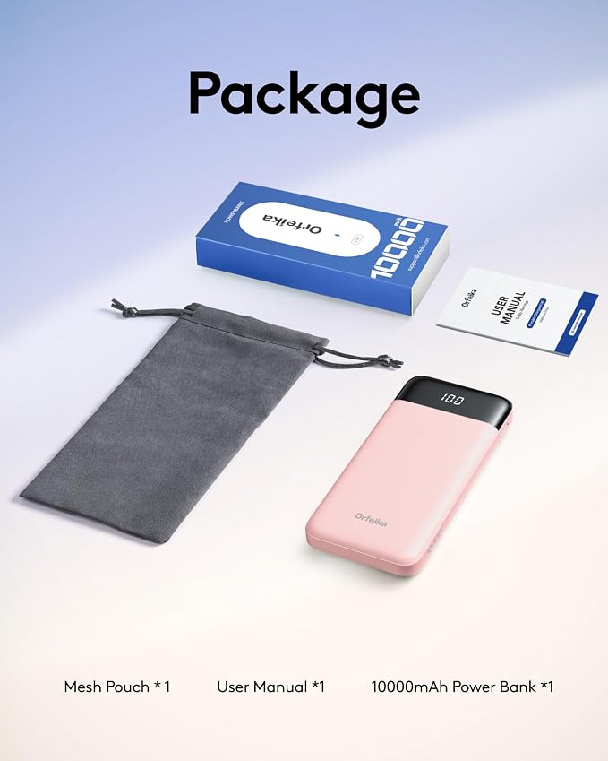 Orfeika Portable Phone Charger, 10000mAh Portable Charger Power Bank with Built-in Cables, Travel Essential Battery Pack Compatible with iPhone, Samsung, Google, iPads, Tablets, etc - Image 9