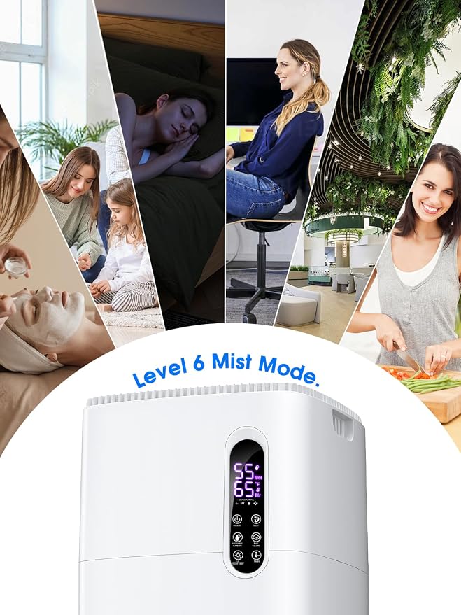 26L/5.7Gal Humidifier Large Room 3000 ft², Supersized Cool Mist, 38H Quiet Humidifiers for Bedroom, 2000mL/h Mist Output, Touch/Remote Control, Humidifiers for Home, Whole House, Plant, White - Image 4