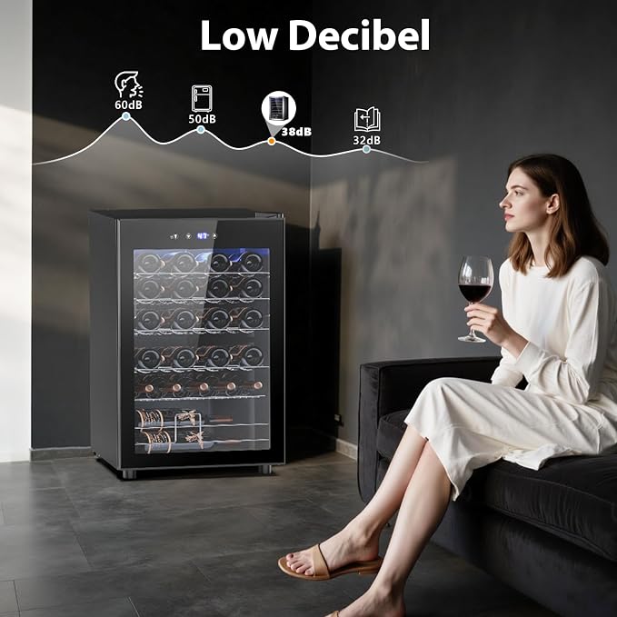 Electactic Wine Cooler Refrigerator 4.4Cu.ft, 37 Bottle Freestanding Cabinet Wine Cellars, Wine Fridge with Glass Door for Home Use, Protecting Your Reds and Whites - Image 6
