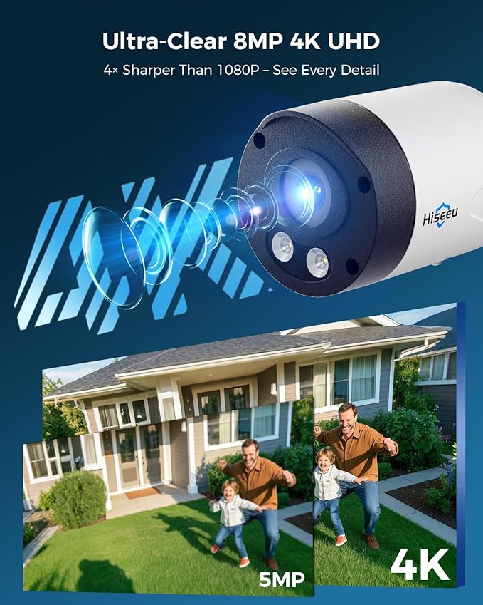 Hiseeu 4K/8MP Wireless Security Camera Outdoor, 5G/2.4G WiFi Pro Camera System - Image 2