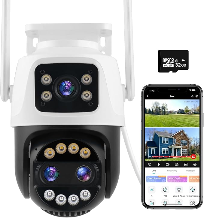 Outdoor Camera 3 Lens, 8X Hybrid Zoom WiFi Security Cameras Wired 24/7 Recording - Image 8