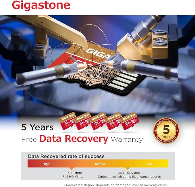 【5-Years Data Recovery】 GIGASTONE 128GB Micro SD Card, 4K Video Recording - Image 8