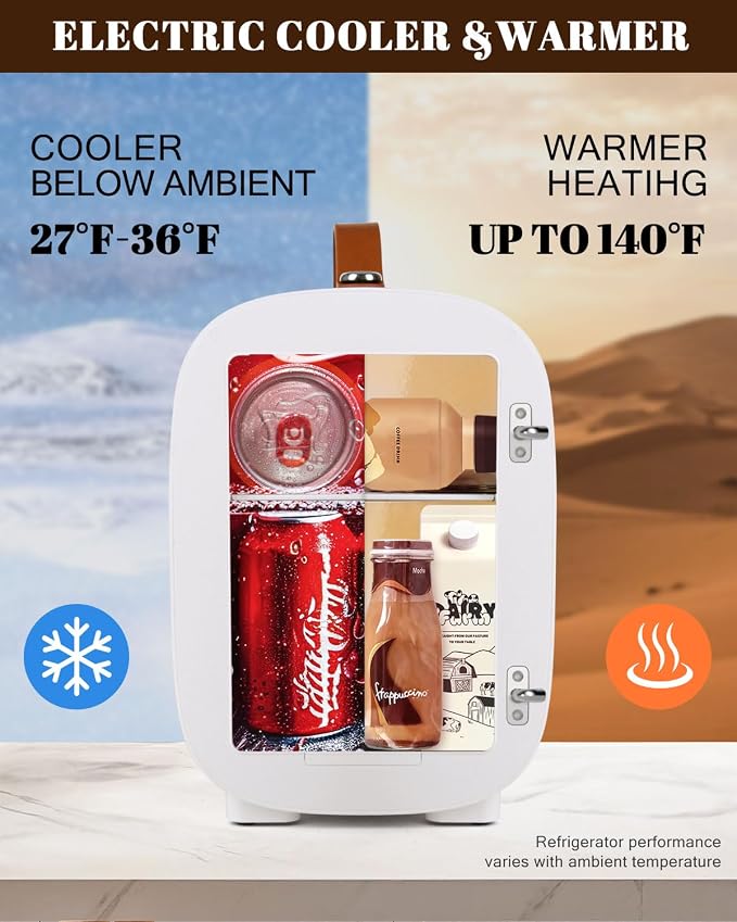 FANSEXPERT Mini Fridge for Bedroom, 4 Liter/6 Cans Skin Care Fridge Small Refrigerator, AC/DC Portable Mini Cooler & Warmer, Small Cosmetic Fridge for Camping, Dorm, Office, Car (White) - Image 4