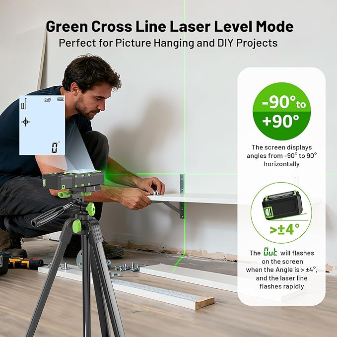Laser Measuring Tool 3-in-1, Huepar 165 Ft Laser Measure & 33 Ft Green Cross - Image 7
