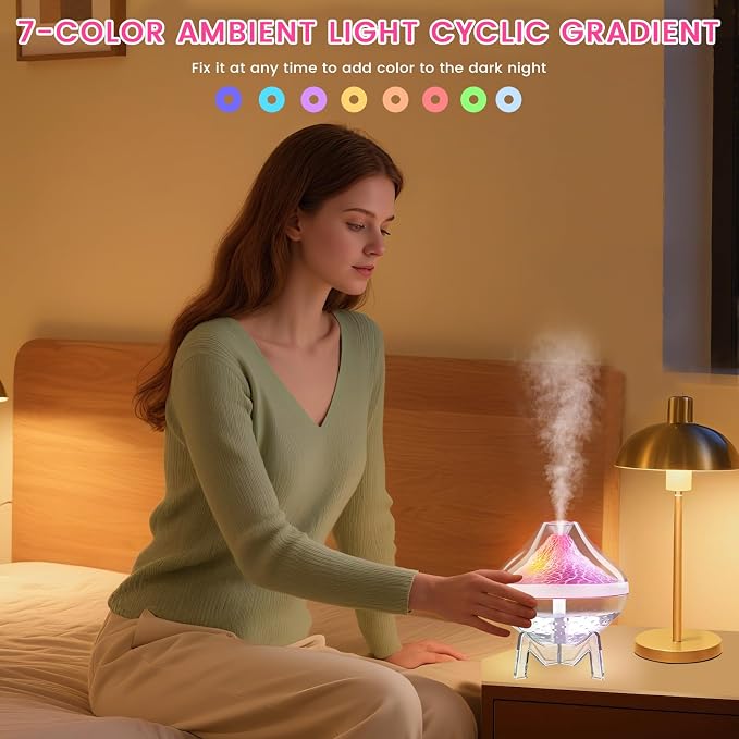 Small Humidifiers for Bedroom Cool Mist Ultrasonic,Baby Humidifier with Humidity Sensor Auto Shut Off LED Colorful Gradient Light Mini Humidifier For Plants,Bedroom,Baby Room,Office, Home（White) - Image 7