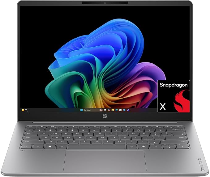 HP OmniBook 3 14 inch Next Gen AI PC, 2K Display, Snapdragon X X1-26-100, 16 GB RAM, 256 GB SSD, Qualcomm Adreno GPU, Windows 11 Home, Nouvelle Silver, 14-hz0288nr by Unknown