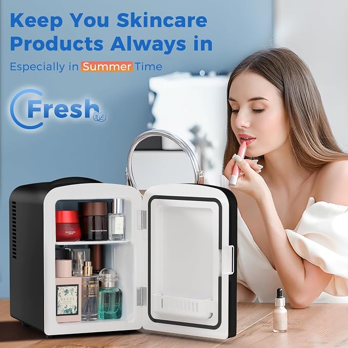 Antarctic Star 4L/6 Can Portable Compact Refrigerator for Bedroom,Car,Office & Dorm,Small Cooler for Food/Drinks/Skin Care,AC/DC, Black - Image 5