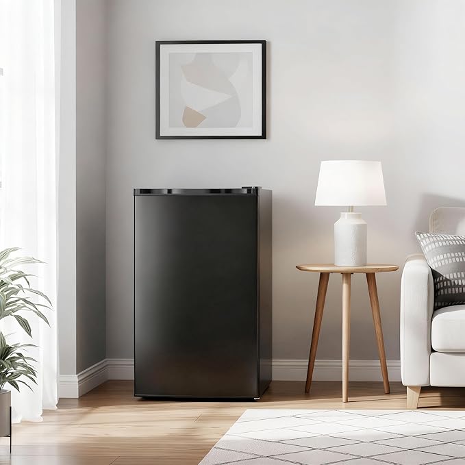 DOGHLY 3.2 Cu.Ft Mini Fridge with Freezer, Single Door Small Refrigerator | Compact Refrigerator with 7 Adjustable Thermostat, Removable Shelf, Low Noise, Small Fridge for Bedroom, Office, Dorm, Black - Image 8