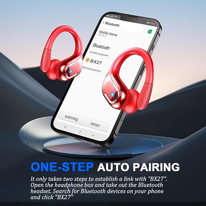 Wireless Earbuds, Sports Bluetooth 5.4 Headphones IPX8 Waterproof, 70H Over Ear Buds with Deep Bass Sound,4 ENC Noise Cancelling Mics, USB-C Fast Charging Earphones with Earhooks for Workout/Running | Bluetooth 5.4, 4 ENC Microphones, Deep Bass Sound, ... - Image 6