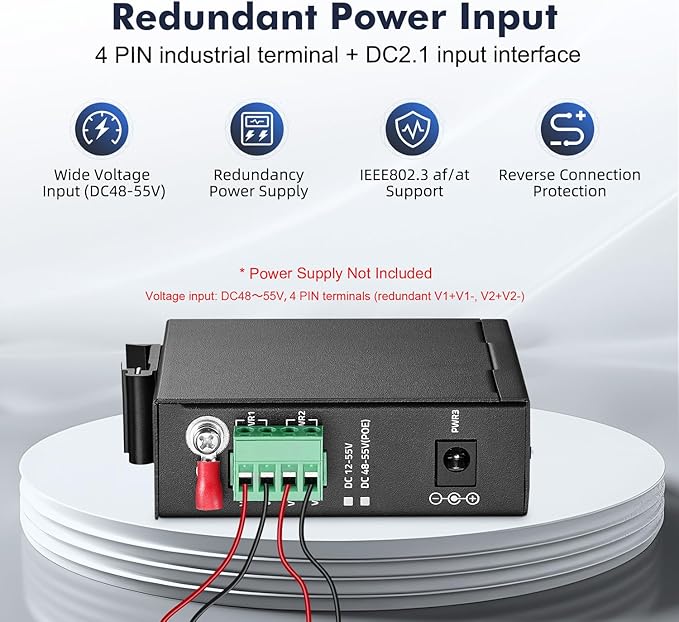 6 Port Mini Gigabit Industrial DIN-Rail PoE Switch, 4 x 100/1000Mbps POE Ports - Image 5
