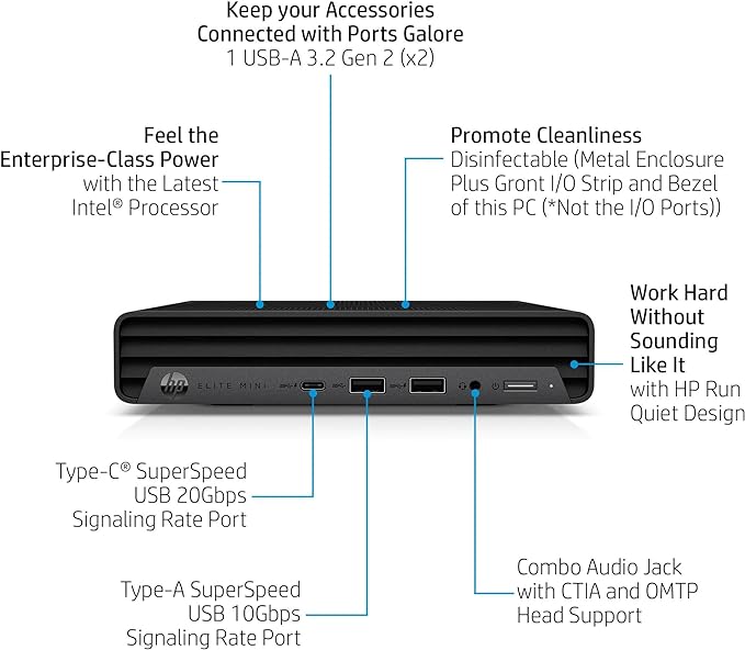 HP Elitedesk 800 G9 Mini PC, i5-14500, 64GB DDR5, 1TB SSD, Windows 11 Pro | Ultra-Compact & Silent Design Desktop Computer for Business, 3X 4K Display Support, Wired Keyboard & Mouse & Stand - Image 4