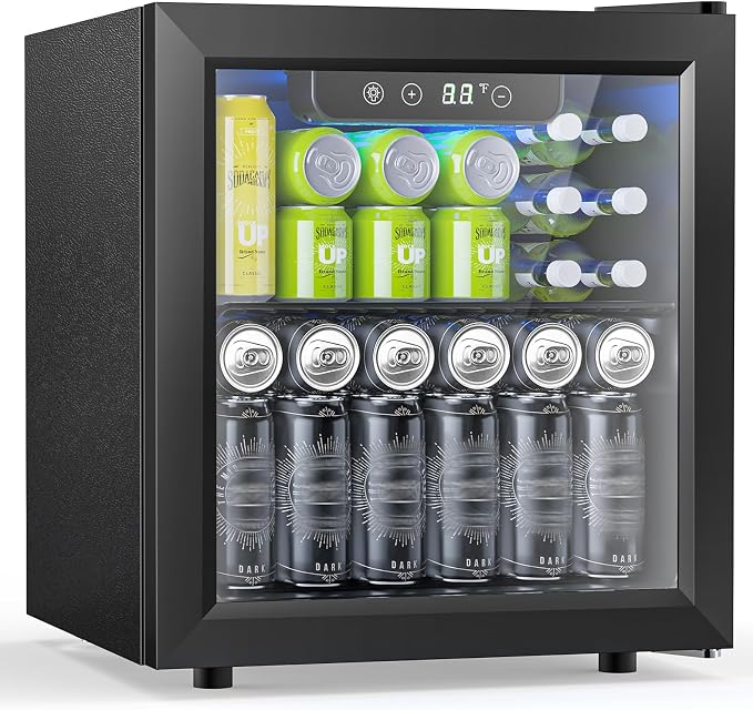 Electactic 50 Cans Beverage Refrigerator Cooler, 1.3 Cu.ft Mini Fridge Countertop Drink Cooler with Glass Door for Beer, Soda,Wine, Adjustable Digital Temperature Control for Home Dorm Bar, Black by Electactic