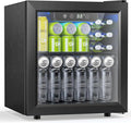 Electactic 50 Cans Beverage Refrigerator Cooler, 1.3 Cu.ft Mini Fridge Countertop Drink Cooler with Glass Door for Beer, Soda,Wine, Adjustable Digital Temperature Control for Home Dorm Bar, Black by Electactic
